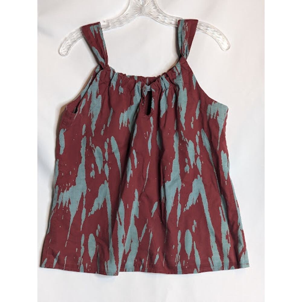 OLD NAVY-womens tank top size M maroon/blue lined cotton Y2K cottagecore BOHO